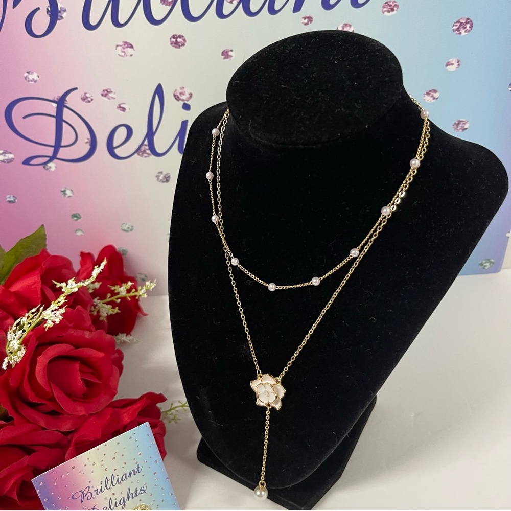 🌺SALE CAMELLIA FLOWER DOUBLE NECKLACE